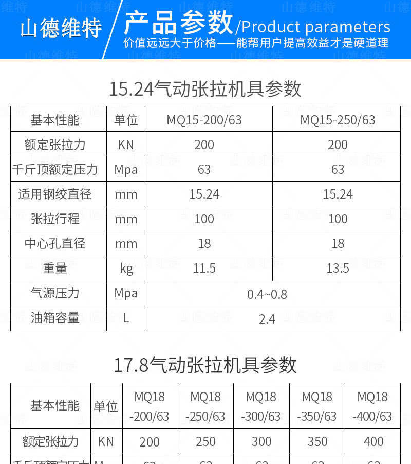 張拉機(jī)具參數(shù)