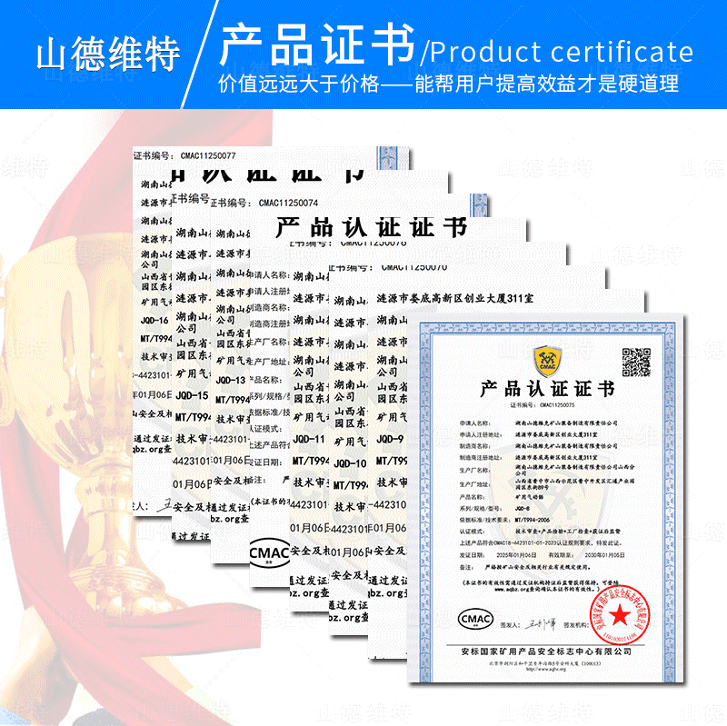 JQD礦用氣動帶式鋸證書